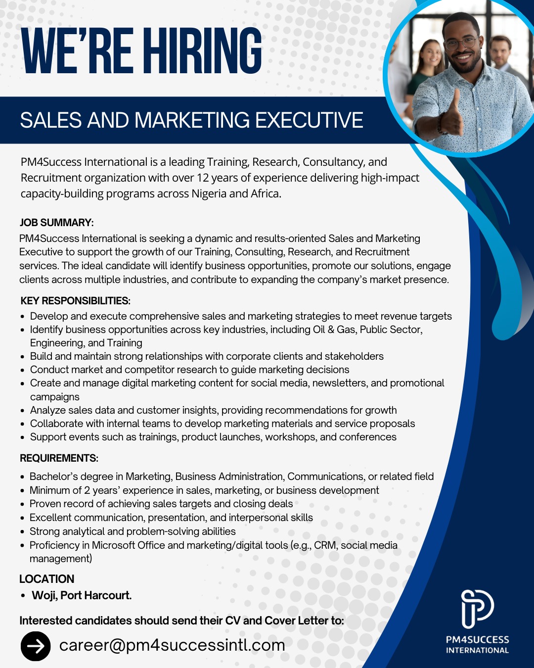 We Are Hiring - Sales and Marketing Executive